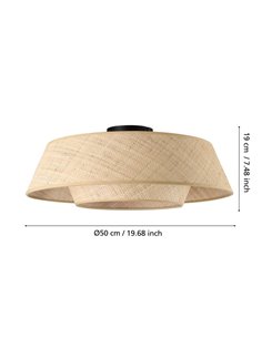 Lámpara de Techo redonda de rafia natural MARFORD Ø500mm E27 2