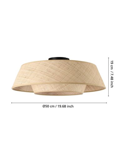 Lámpara de Techo redonda de rafia natural MARFORD Ø500mm E27