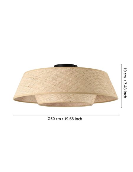 Plafonnier rond en raphia naturel MARFORD Ø500mm E27