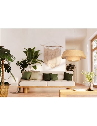 MARFORD suspension ronde en raphia naturel Ø500mm E27