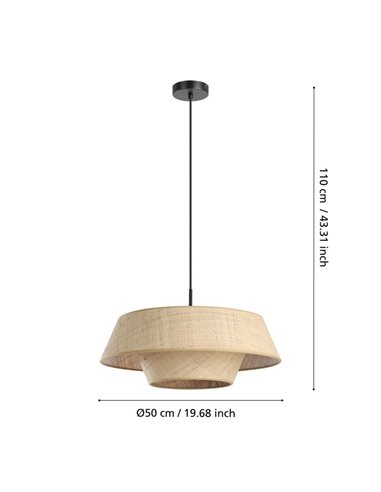 Lámpara colgante redonda de Rafia natural MARFORD Ø500mm E27