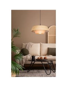 Lámpara colgante redonda de Rafia natural MARFORD Ø500mm E27 2