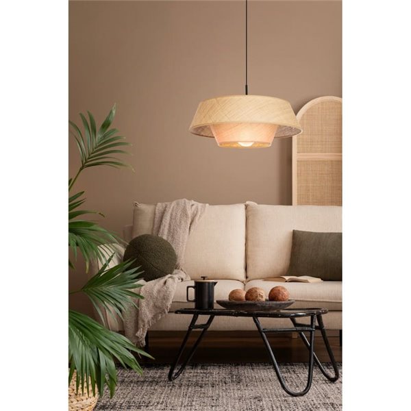 MARFORD suspension ronde en raphia naturel Ø500mm E27