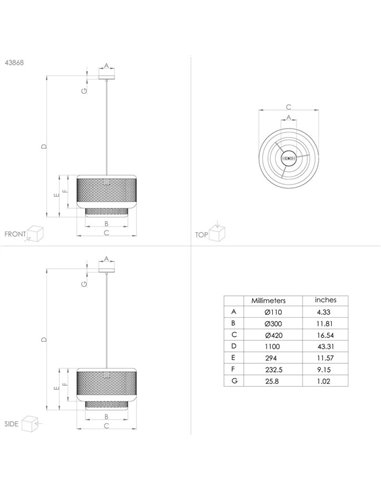 Lámpara colgante tipo Nature HETTONLE co pantalla redonda de ratán y cable textil negro E27