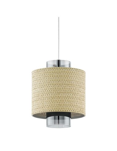 Lampe à suspension MEDIOUNA en maille d'algues et verre doré vaporisé, E27