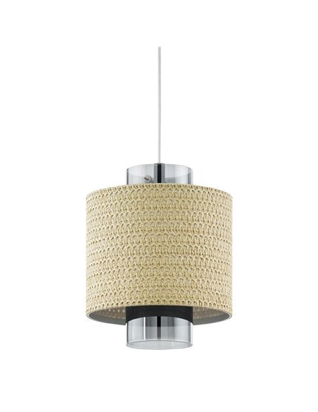 Lampe à suspension MEDIOUNA en maille d'algues et verre doré vaporisé, E27