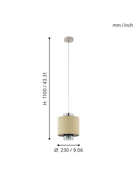 Lampe à suspension MEDIOUNA en maille d'algues et verre doré vaporisé, E27