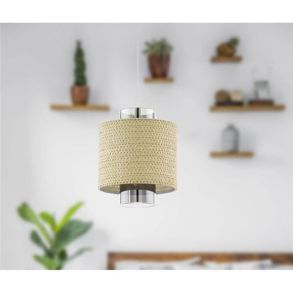 Lampe à suspension MEDIOUNA en maille d'algues et verre doré vaporisé, E27