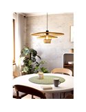 Lampe à suspension LYDNEY avec abat-jour en bambou naturel et finition noire, E27