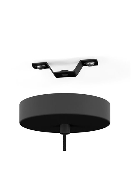 Lampe à suspension LYDNEY avec abat-jour en bambou naturel et finition noire, E27