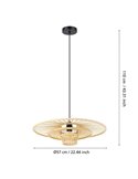 Lampe à suspension LYDNEY avec abat-jour en bambou naturel et finition noire, E27