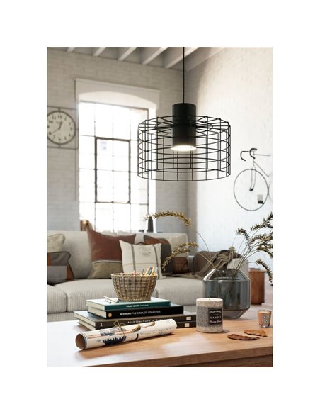 Petite suspension industrielle MILLIGAN en acier noir, E27 Ø380