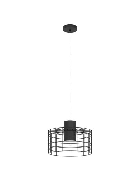 Lámpara de techo Colgante Industrial MILLIGAN de acero negro pequeña, E27 Ø380