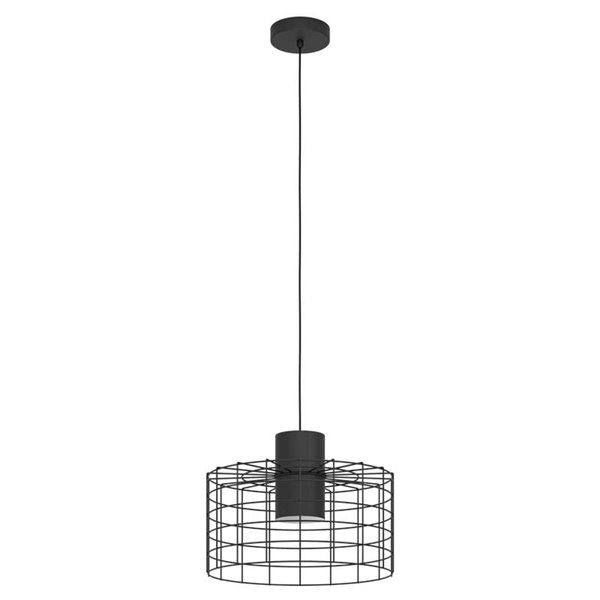 Lámpara de techo Colgante Industrial MILLIGAN de acero negro pequeña, E27 Ø380