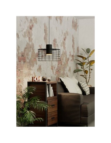 Petite suspension industrielle MILLIGAN en acier noir, E27 Ø380