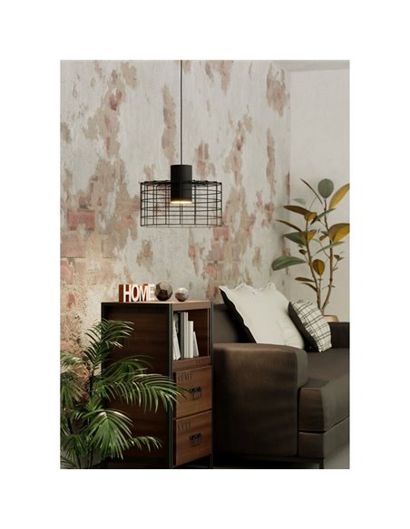 Petite suspension industrielle MILLIGAN en acier noir, E27 Ø380