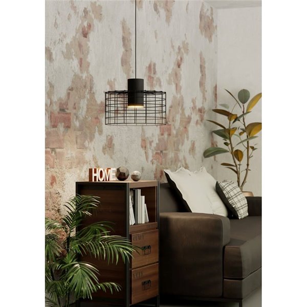 Petite suspension industrielle MILLIGAN en acier noir, E27 Ø380