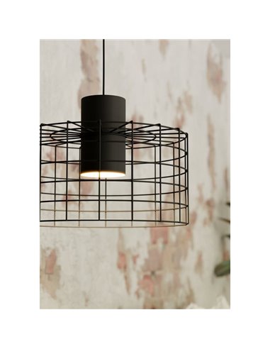 Petite suspension industrielle MILLIGAN en acier noir, E27 Ø380