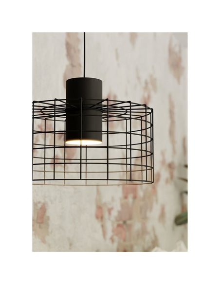 Petite suspension industrielle MILLIGAN en acier noir, E27 Ø380