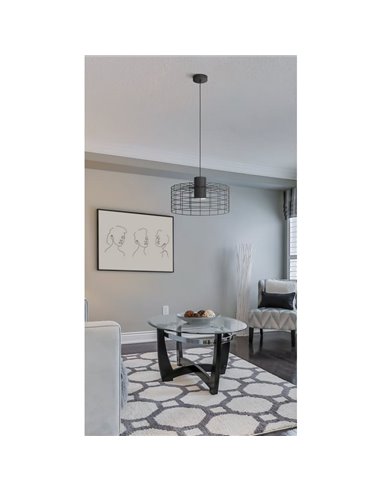 MILLIGAN Grande Suspension Industrielle Ronde en Acier Noir, E27 Ø480