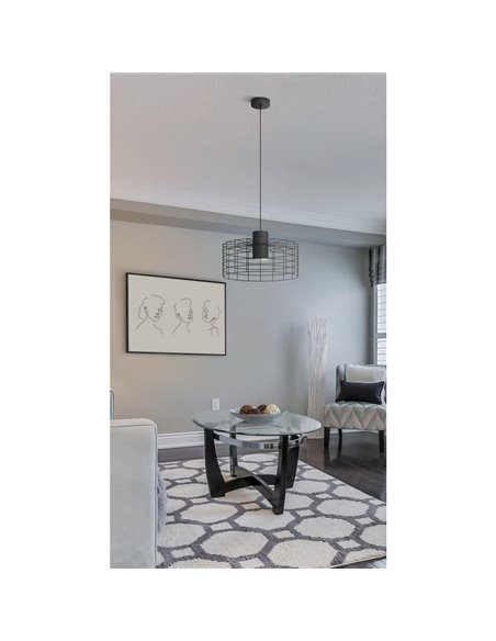 MILLIGAN Grande Suspension Industrielle Ronde en Acier Noir, E27 Ø480