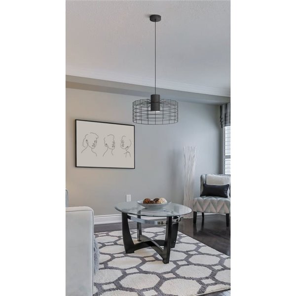 MILLIGAN Grande Suspension Industrielle Ronde en Acier Noir, E27 Ø480