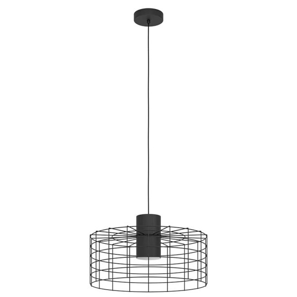 Luminária pendente industrial redonda grande MILLIGAN em aço preto, E27 Ø480