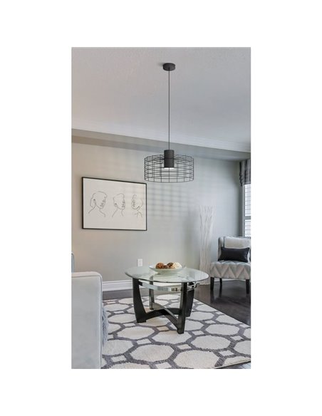 MILLIGAN Grande Suspension Industrielle Ronde en Acier Noir, E27 Ø480