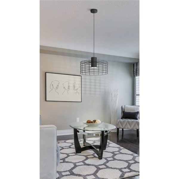 MILLIGAN Grande Suspension Industrielle Ronde en Acier Noir, E27 Ø480