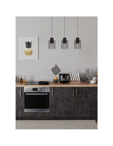 Lámpara de techo Colgante Industrial MILLIGAN de Acero Negro con 3 Pantallas, E27