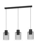 Lámpara de techo Colgante Industrial MILLIGAN de Acero Negro con 3 Pantallas, E27