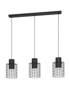 Lámpara de techo Colgante Industrial MILLIGAN de Acero Negro con 3 Pantallas, E27