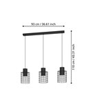 Lámpara de techo Colgante Industrial MILLIGAN de Acero Negro con 3 Pantallas, E27