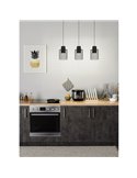 Candeeiro suspenso industrial MILLIGAN em aço preto com 3 abajures, E27
