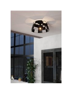 Plafón de techo Industrial PONTEFRACT de Metal Negro con Pantalla Geométrica, E27 2