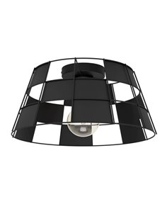 Plafón de techo Industrial PONTEFRACT de Metal Negro con Pantalla Geométrica, E27