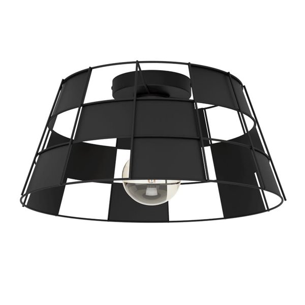 Plafón de techo Industrial PONTEFRACT de Metal Negro con Pantalla Geométrica, E27
