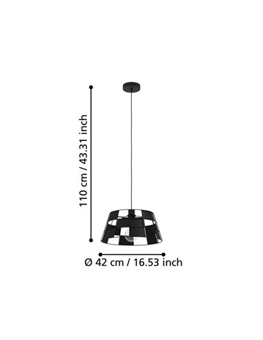 Lámpara Colgante PONTEFRACT de Metal Negro con Diseño Geométrica, E27
