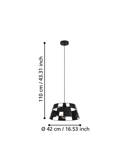 Lámpara Colgante PONTEFRACT de Metal Negro con Diseño Geométrica, E27