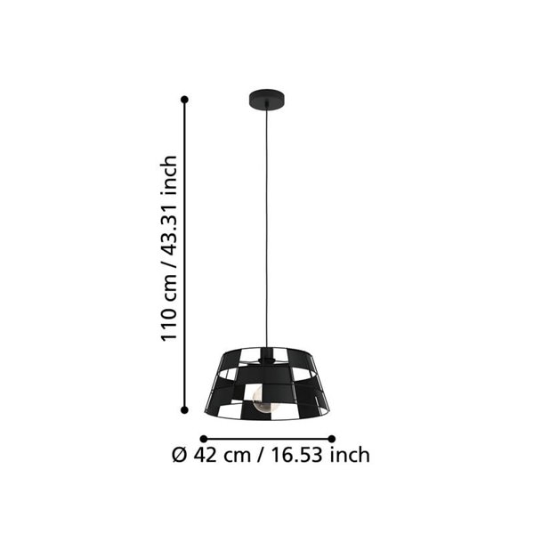 Lámpara Colgante PONTEFRACT de Metal Negro con Diseño Geométrica, E27