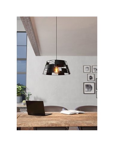 Lámpara Colgante PONTEFRACT de Metal Negro con Diseño Geométrica, E27