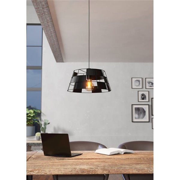 Lámpara Colgante PONTEFRACT de Metal Negro con Diseño Geométrica, E27