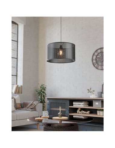 Candeeiro de teto pendente industrial MANBY em metal expandido preto, E27