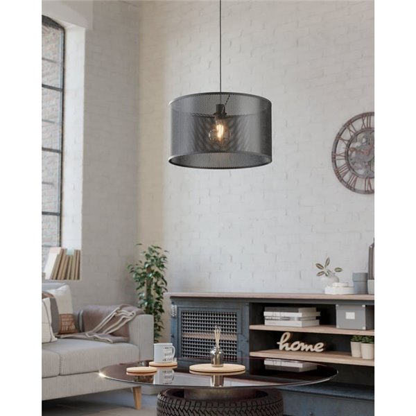 Lámpara de Techo Colgante Insdustrial MANBY de Metal Expandido Negro, E27