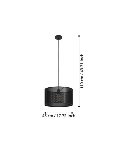 Lámpara de Techo Colgante Insdustrial MANBY de Metal Expandido Negro, E27