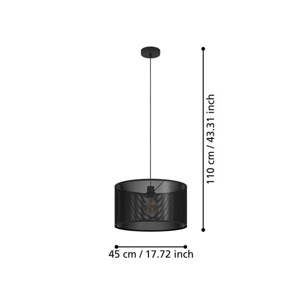 Lámpara de Techo Colgante Insdustrial MANBY de Metal Expandido Negro, E27