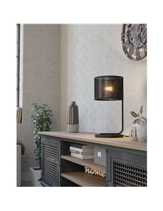 Candeeiro de mesa tipo industrial MANBY em metal expandido preto, E27 2