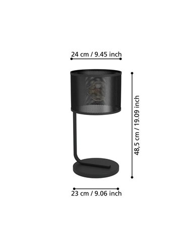 Lámpara de Sobremesa tipo Industrial MANBY de Metal Expandido Negro, E27