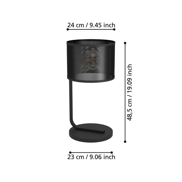 Lámpara de Sobremesa tipo Industrial MANBY de Metal Expandido Negro, E27