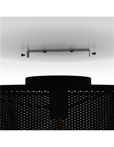 Plafon industrial MANBY em metal expandido preto, E27